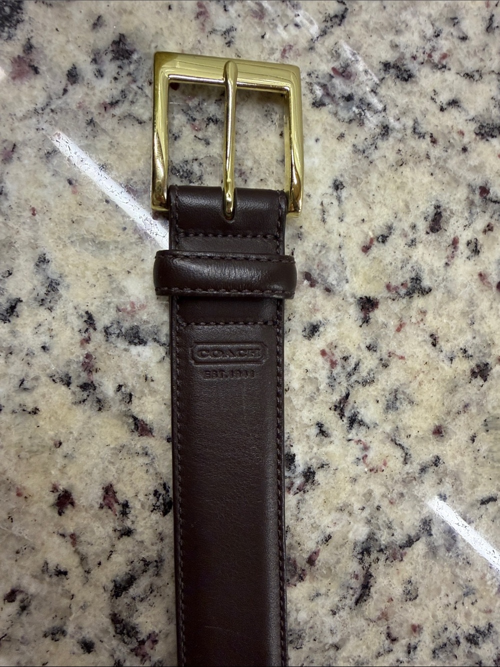 Coach ✨ Dark Brown Leather Belt with Gold Buckle